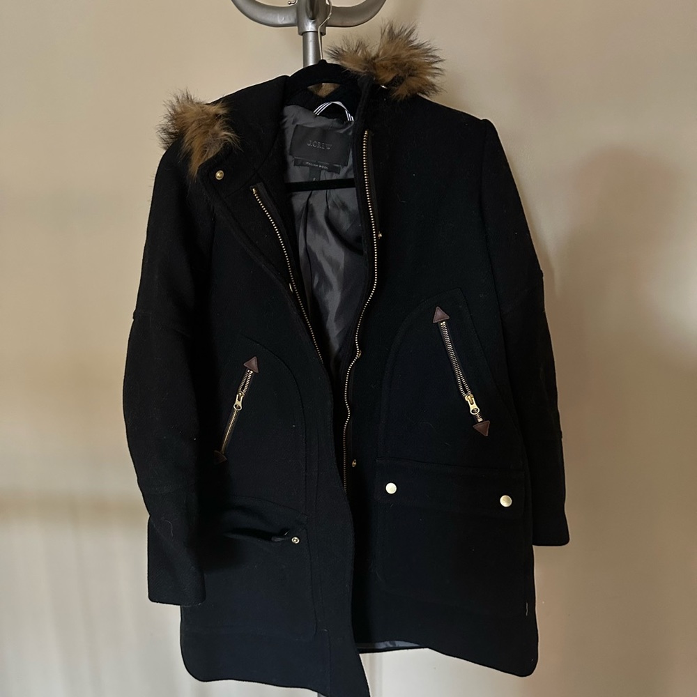 Black jcrew lined italian wool coat